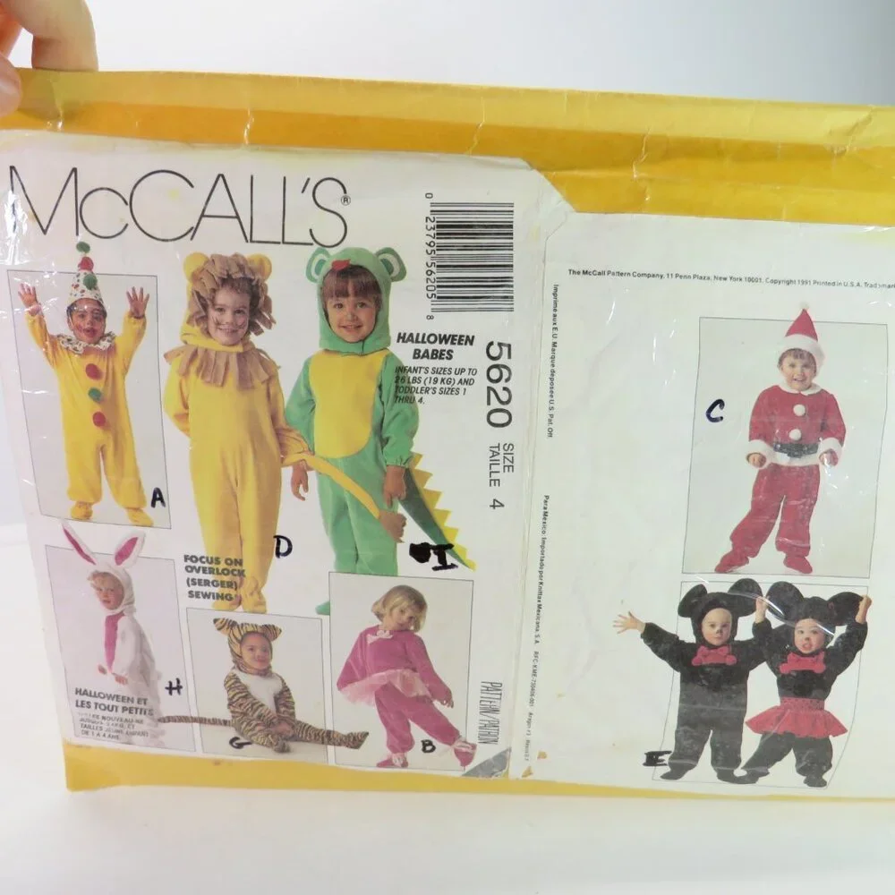 McCalls 5620 Clothing pattern Costumes size 4 Halloween, Easter, Christmas